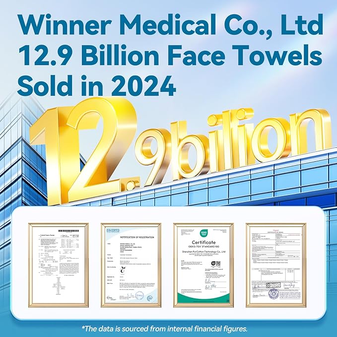 Winner Cotton Face Towels, 100% USDA Biobased Facial Towelettes, Disposable Face Towel XL, Odor-Free, Ultra Soft Makeup Remover Wipes for Sensitive Skin, Biodegradable, 100 Ct, 1 Pack