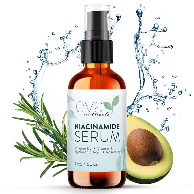 Eva Naturals Niacinamide 5% Serum for Face – B3 Pore Minimizer, Acne Treatment & Dark Spot Corrector with Hyaluronic Acid, Vitamin E, Aloe & Neem – Anti-Aging, Non-Greasy, Hydrating, 2oz