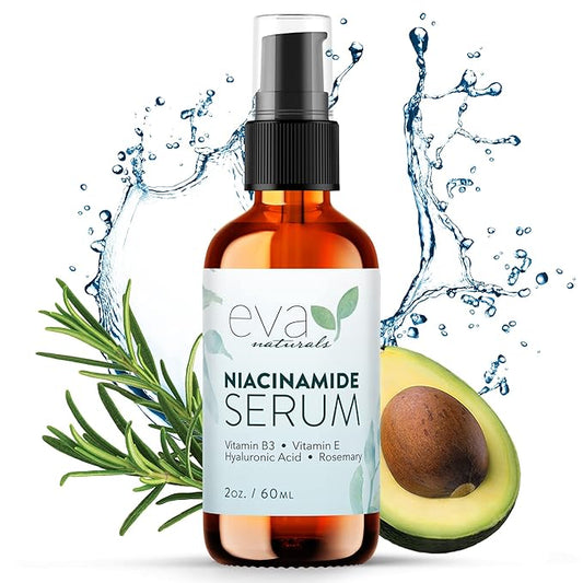 Eva Naturals Niacinamide 5% Serum for Face – B3 Pore Minimizer, Acne Treatment & Dark Spot Corrector with Hyaluronic Acid, Vitamin E, Aloe & Neem – Anti-Aging, Non-Greasy, Hydrating, 2oz