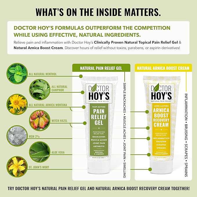 DOCTOR HOY'S Natural Arnica Boost Recovery Cream, Bruise and Muscle Pain Relief Cream, Topical Homeopathic Formula with Arnica Montana for Rapid Bruise Relief (6 Fl Oz)