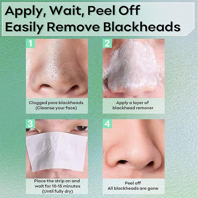 Blackhead Remover Peel Off Mask for Nose & Face - Blackhead Removal Kit with 100pcs Strips, Puntos Negros, 1.7oz