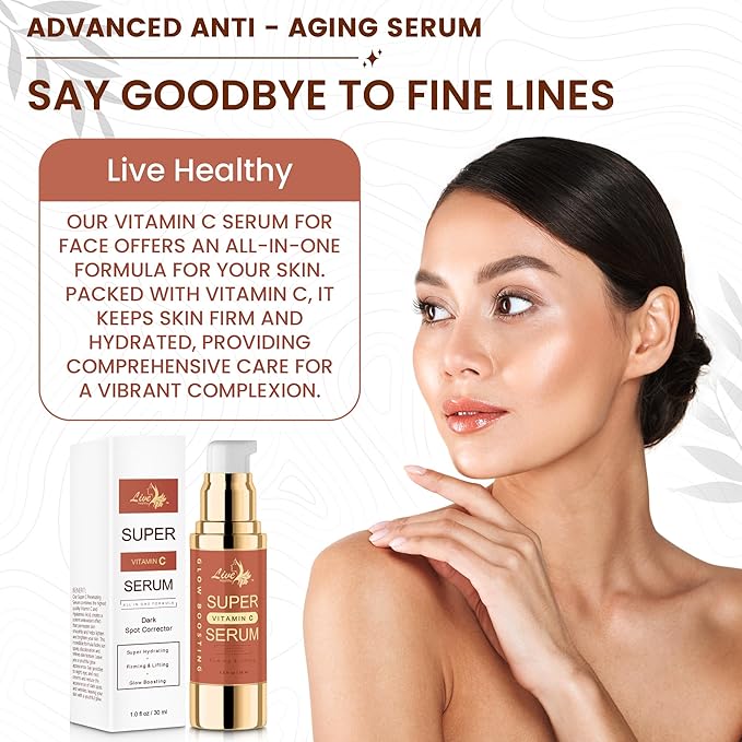 Live Healthy Super Vitamin C Serum for Women Over 70 - C Super Serum, Vitamin C, Peptides, Vitamin E - Rapid Anti Aging, Lifting & Firming, Anti Wrinkle & Age Spots Reduction - Made in USA | 30ml