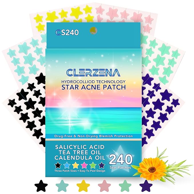 Star Pimple Patches for Face | Star Acne Patches Salicylic Acid, Tea Tree Oil and Calendula Oil | Star Pimple Patches Cute Teen Acne Treatment for Girls