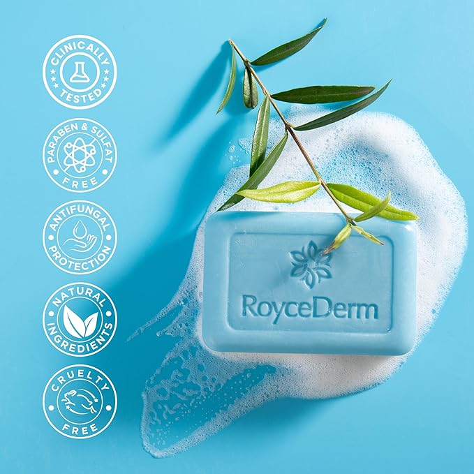 Roycederm Antifungal Tea Tree Oil Soap: Extra Strength Medicated Bar Soap Skin Fungus Treatment for Athlete’s Foot, Jock Itch & Ringworm - Deep Cleansing