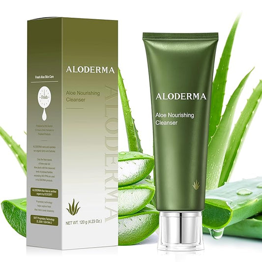 Aloderma Firming & Nourishing Facial Wash Made with Organic Aloe Vera - Moisturizing Face Wash for Dry, Aging Skin, Replenishing Aloe Vera Facial Cleanser for Women & Men - Hydrate, Rejuvenate, 4.2oz