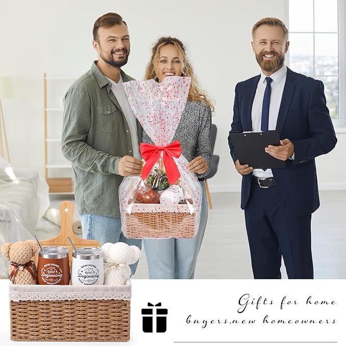 House Warming Gifts Basket 21 Pieces Housewarming Gift for New Apartment Closing Gifts for Buyers Couples Women Men New Homeowners Gift Ideas Set(Home,Camel)