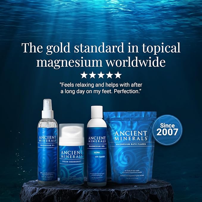 Ancient Minerals Magnesium Gel - 8oz Bottle - Pure Genuine Zechstein Magnesium Chloride - Best for Massage, Topical Skin Application