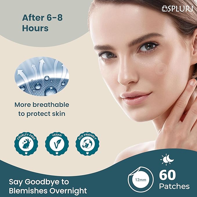 MAGIC PATCH - Pimple Patches - Invisible Fast-Acting Acne Spot Care for Face & Body - Skin Care Patch for Treating Pimples, Blackheads & Zits - Vegan Hydrocolloid - 60 Pore Patches - By SPLURJ