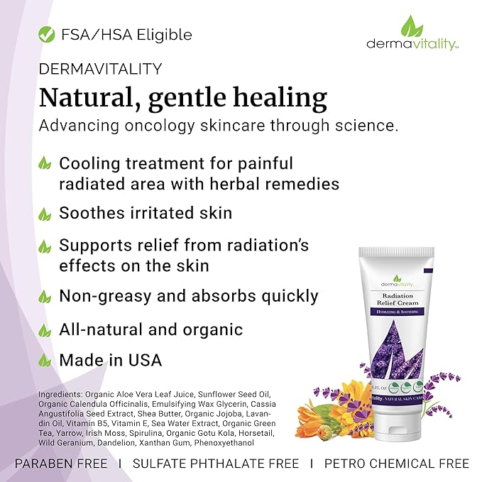UltimateVitality Radiation Burn Relief Cream – Calendula Cream for Radiation Patients, Natural, Organic, Paraben, Pthalate Free - 6 ounces