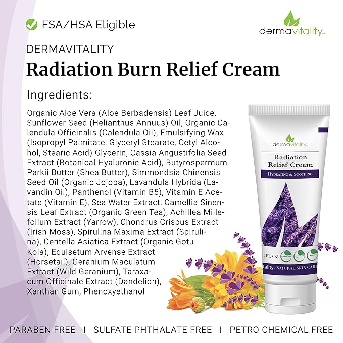 UltimateVitality Radiation Burn Relief Cream – Calendula Cream for Radiation Patients, Natural, Organic, Paraben, Pthalate Free - 6 ounces