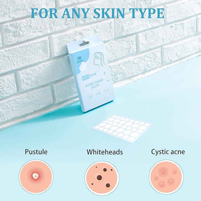 Pimple Patches for Face (36 Counts), Hydrocolloid Acne Patches for Face, Covering Blemishes, Invisible Pimple Patches, Round Shape Zit Covers, Not Tested on Animals, 2 Sizes