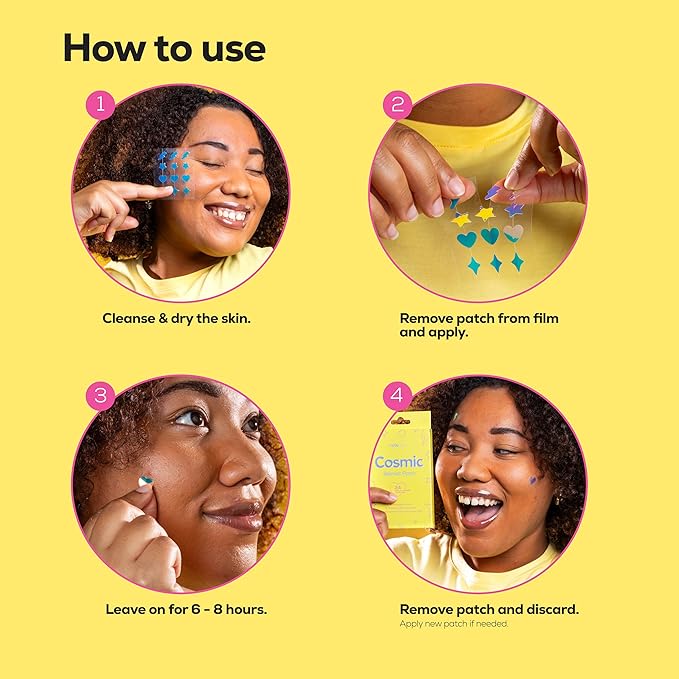 Hanhoo Cosmic Blemish Patch, 24 Count, Holographic Pimple Patches, Multi-shaped Zit Stickers, Reduces Size of Blemishes, Acne Spot Treatment, Gentle Blemish Care, Korean Skincare