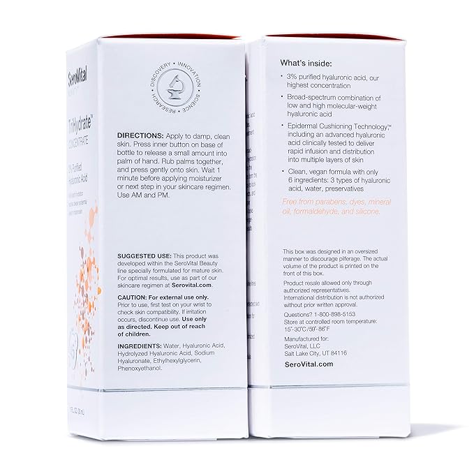 SeroVital TriHydrate – 3% Hyaluronic Acid Serum for Anti-Aging & Hydration – Plump & Firm Skin in 28 Days