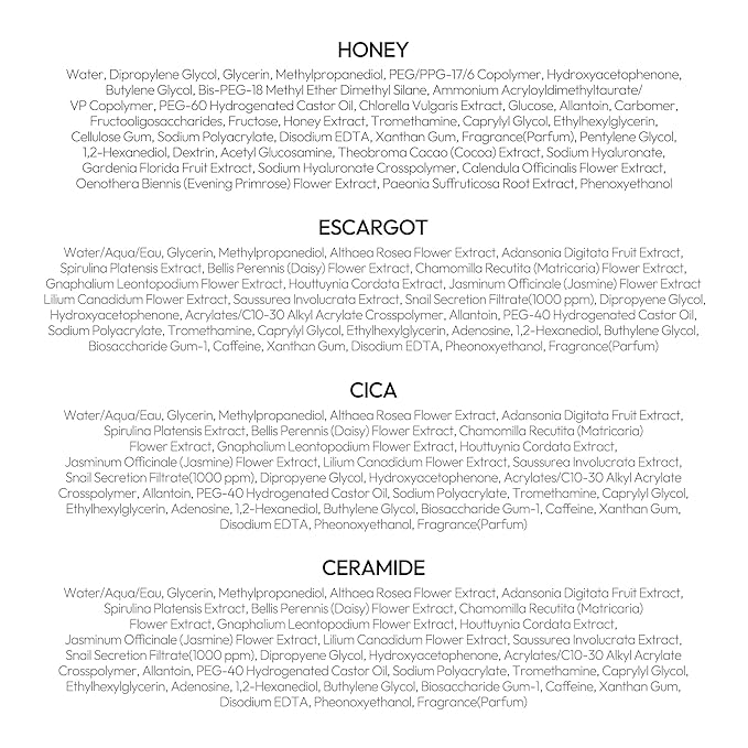 LAPCOS Skin Barrier Repair Sheet Mask Variety Pack – Escargot, Cica, Ceramide, Honey 4 Types of Face Mask Set – Daily Korean Skin Care w/Snail Mucin, Centella Asiatica & Niacinamide (12 ea)