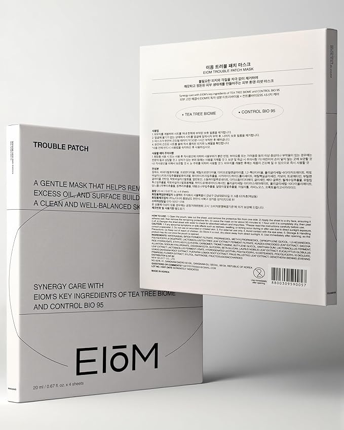 Trouble Patch Mask | Korean Face Mask – Hydrating & Acne Face Mask for Blemish-Prone Skin, Calming Skincare & Oil Control Sheets (20ml x 4)