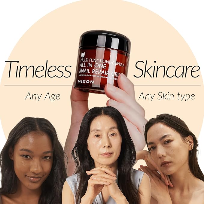 MIZON All-in-One Snail Repair Cream Korean Face Moisturizer with Snail Mucin & 12 Natural Extracts Hydrating & Nourishing Cream for Fine Lines, Wrinkles & Blemish Care Travel Size(1.18 Fl Oz)