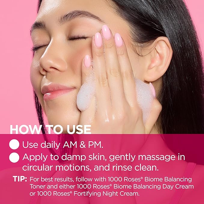 Andalou Naturals 1000 Roses Gentle Cleansing Foam | Foaming Face Wash with Rose Stem Cells & Organic Aloe Leaf Juice | Hydrating Daily Cleanser for Sensitive Skin | 5.5 fl oz