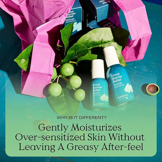 KraveBeauty Great Barrier Relief Duo, Soothing Skin Barrier Repair Serum, Contains Tamanu Oil to Soothe and Calm Redness, For All Skin Types, Vegan & Cruelty Free, 1.52 fl oz x2