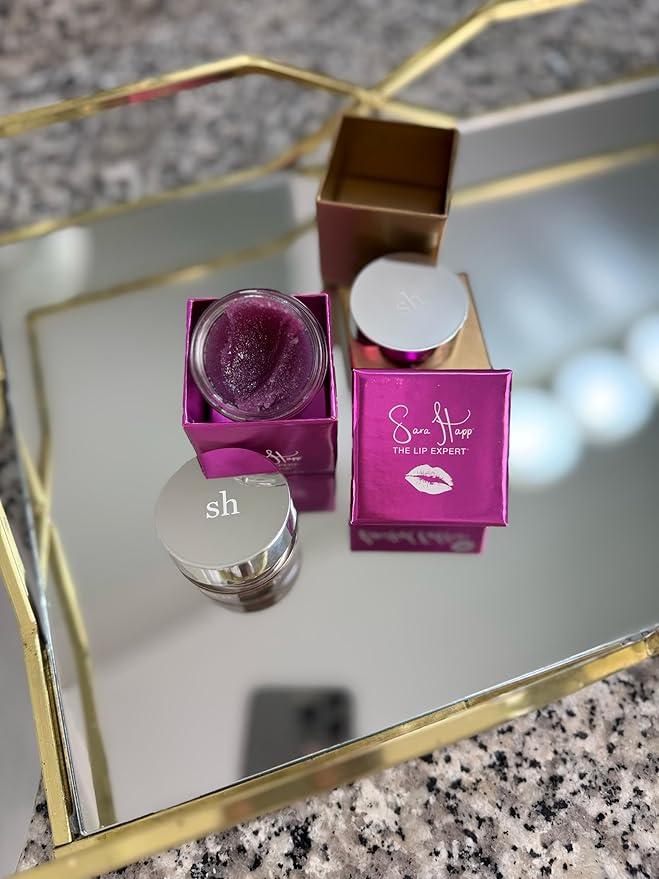 Sara Happ Passion Fruit + Vanilla Bean Sugar Lip Scrub Duo - Exfoliating Lip Treatments, Moisturizers for Dry and Flaky Lips, Vegan (Set of two 0.5-ounce Jars)