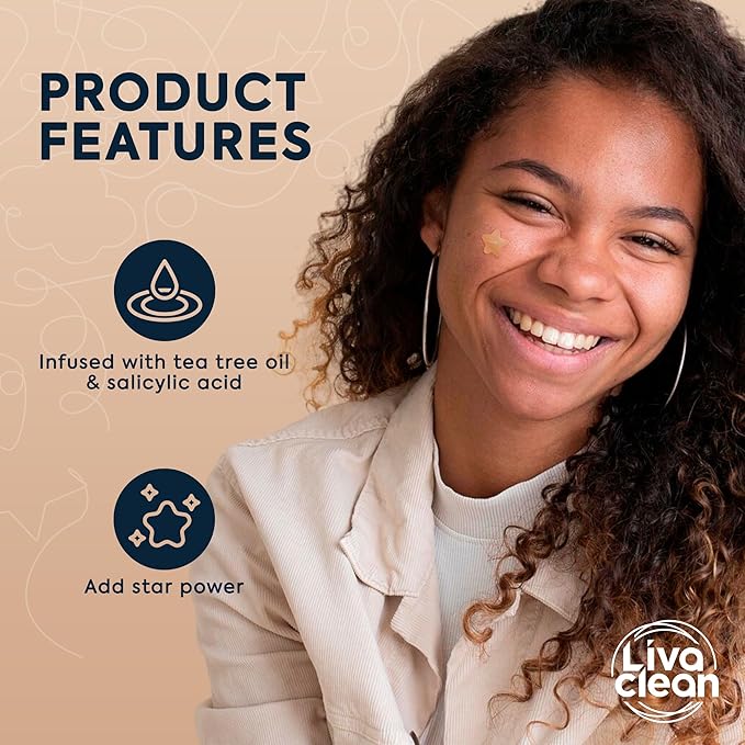 LivaClean 240 CT Neutrals Pimple Patches for Face w/Salicylic Acid & Tea Tree, Hydrocolloid Acne Patches Cute Star Pimple Patch for Healing, Cute Face Stickers, Zit Patch