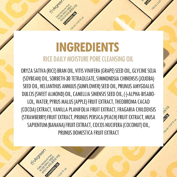 VEGREEN Rice Daily Moisture Pore Cleanser – Korean Skincare with 7-Plant Oil Complex | Gentle Makeup Remover for Oily Skin (5.07 fl oz)