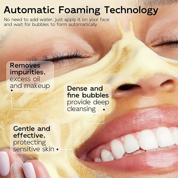 4 in 1 Bubble Turmeric & Kojic Acid for Face Cleanser - Turmeric Face Wash Foaming Cleanser - Exfoliation Deep Cleansing of Facial Skin - Suitable for Sensitive Skin - 3.38OZ