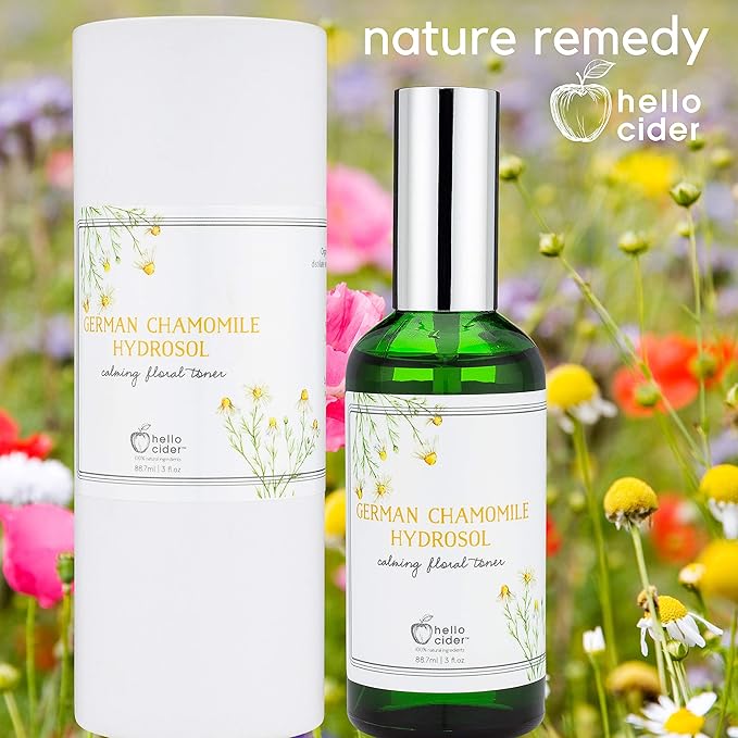 Chamomile HYDROSOL FACE Toner - Organic Floral Water to Hydrate, Calm & Sooth Sensitive Skin, Prevent Acnes, Restore pH All Skin Types & Children. USA Made - Hello Cider