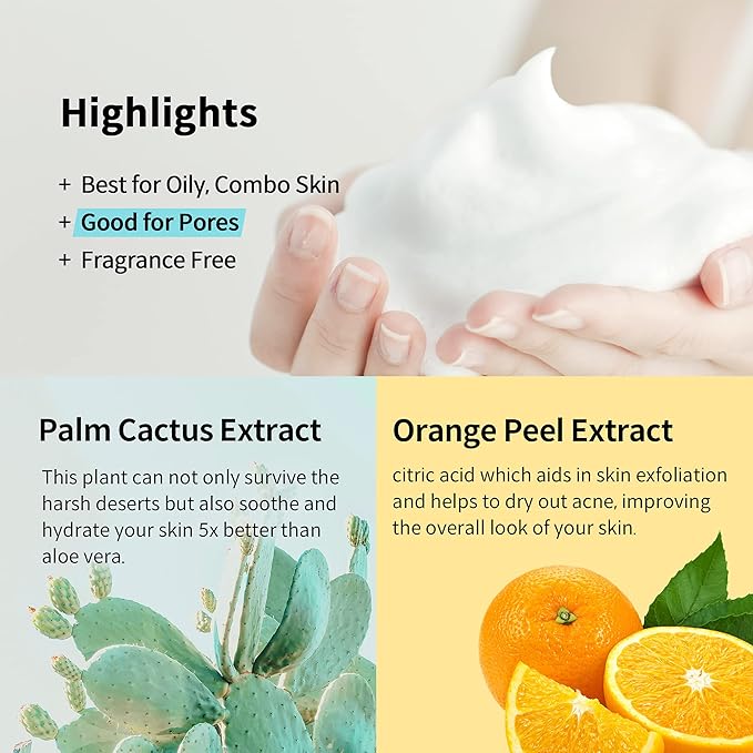 YADAH Bubble Deep Cleanser (5.07fl oz) - Vegan Foaming Cleanser, Soothing, Moisturizing, Clear Impurities. Korean Skin Care. Cactus, Orange Peel.