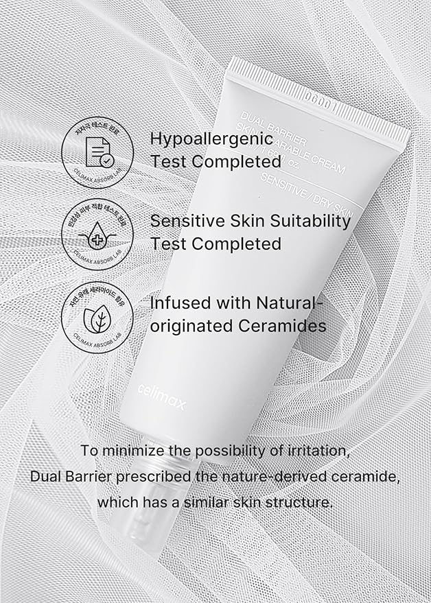 celimax Dual Barrier Skin Wearable Cream | Long Lasting Cream Face Moisturizer with Ceramides, Hyaluronic Acid, Moisturizing, Hydrating, Soothing, Repairing, Day & Night Cream, 50ml