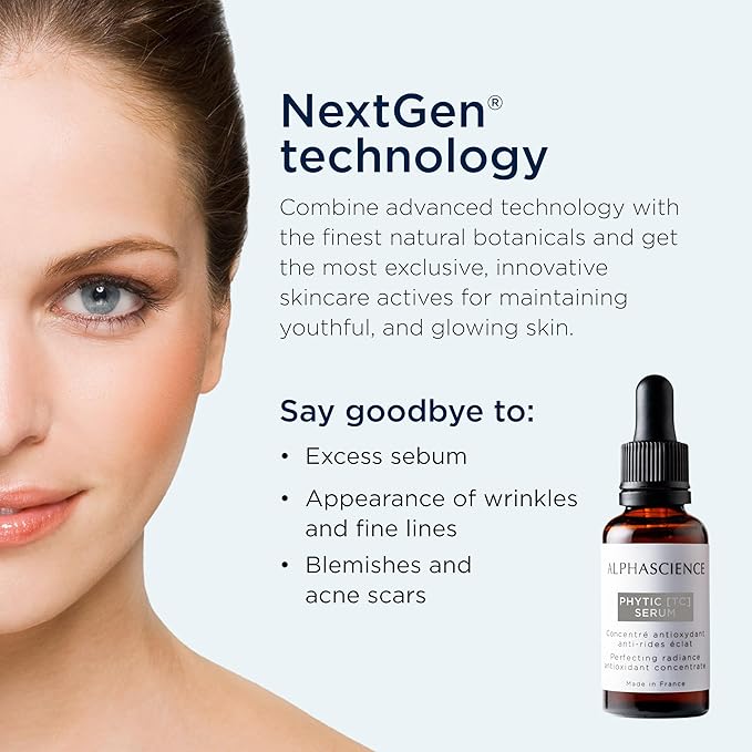 ALPHASCIENCE PHYTIC TC SERUM - Helps Reduce Signs of Aging, Wrinkles, Acne Scars & Fine Lines - for Oily & Acne Prone Skin - Free of Fragrances, Preservatives, and Alcohol - 30 ml / 1 fl. oz.