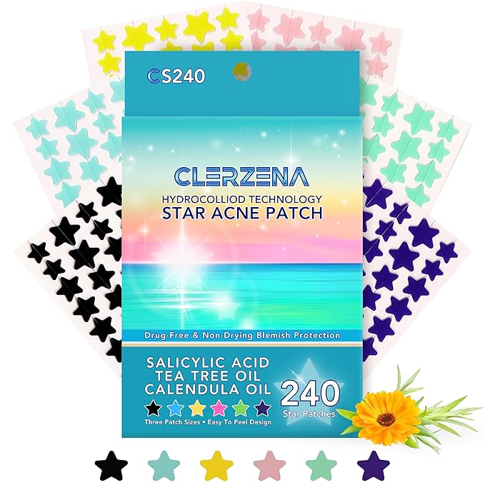 Star Pimple Patches for Face | Star Acne Patches Salicylic Acid, Tea Tree Oil and Calendula Oil | Star Pimple Patches Cute Teen Acne Treatment for Girls