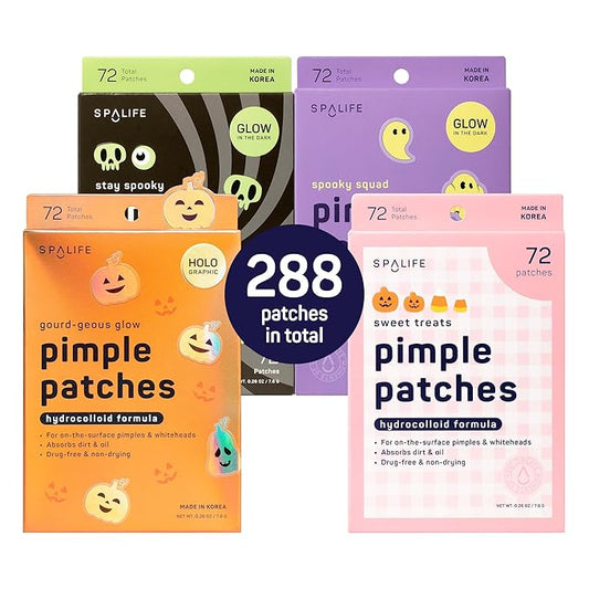 SpaLife Beauty Glow in the Dark Halloween Pimple Patches for Face | Korean Hydrocolloid Zit Patches for Face | Pimple Stickers Halloween Gifts for Women | Blemish Patch | Cute Acne Patch | 288 Count