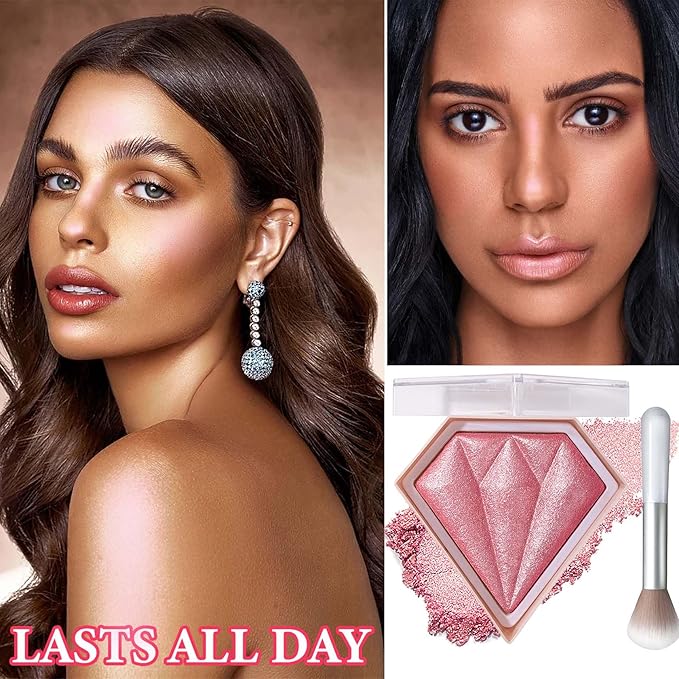 Face Glitter Blush Shimmer Waterproof Highlighter Blusher Powder,Facial