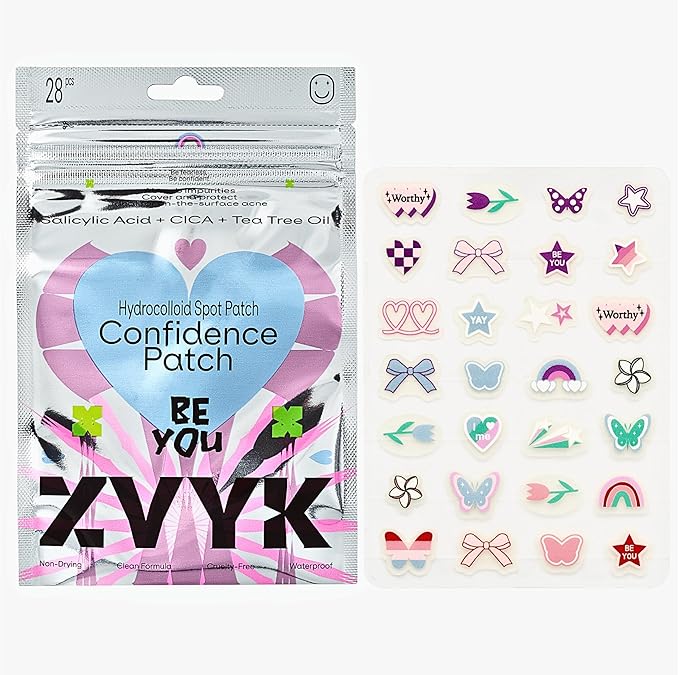 Pimple Patches Cute for Face (28 Unique Acne Patch Designs) | Hydrocolloid, Salicylic Acid, Tea Tree | Strong Adhesion, Waterproof, Vegan | Confidence Patch Be You