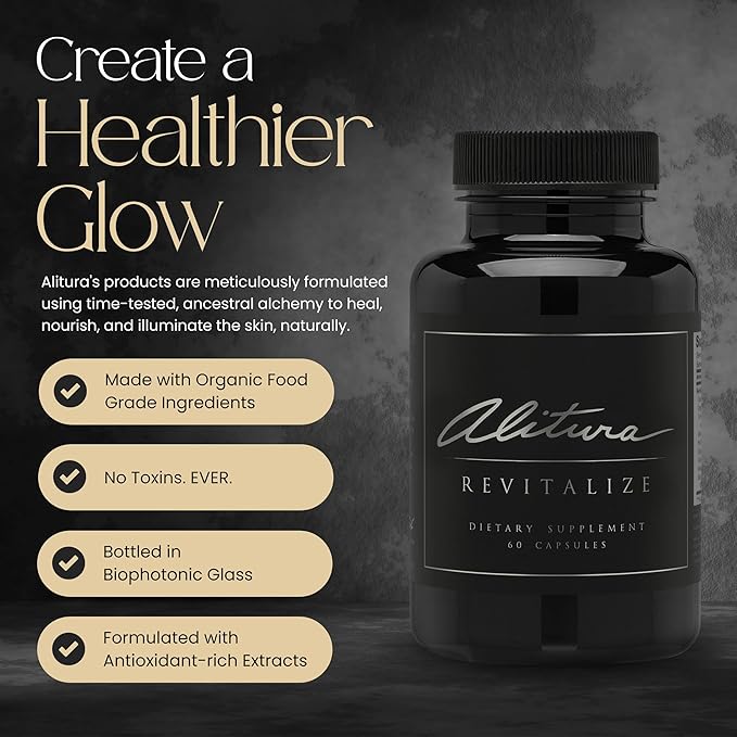 Alitura Revitalize – Organic Ashwagandha & Turmeric Supplement – Natural Energy, Mood & Recovery Support for Men & Women – Adaptogenic Herbs for Daily Wellness – 60 Capsules