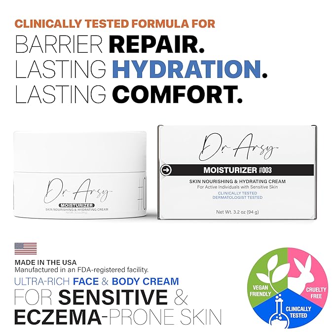 Hydrating and Nourishing Barrier Repair Moisturizer | Eczema Cream for Face, Body, and Hands | Clinically Tested | Ultra-Rich | Non-Greasy | Vegan | Made in USA | 3.2 oz