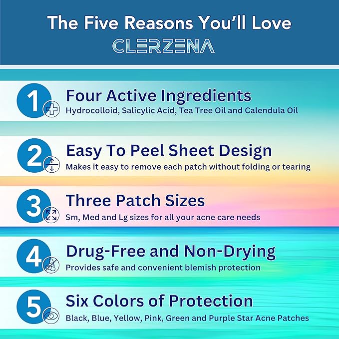 Star Pimple Patches for Face | Star Acne Patches Salicylic Acid, Tea Tree Oil and Calendula Oil | Star Pimple Patches Cute Teen Acne Treatment for Girls