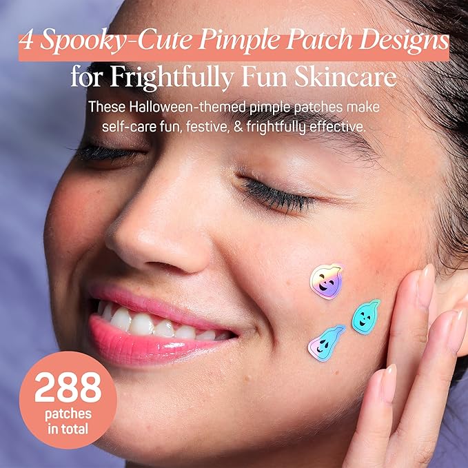 SpaLife Beauty Glow in the Dark Halloween Pimple Patches for Face | Korean Hydrocolloid Zit Patches for Face | Pimple Stickers Halloween Gifts for Women | Blemish Patch | Cute Acne Patch | 288 Count
