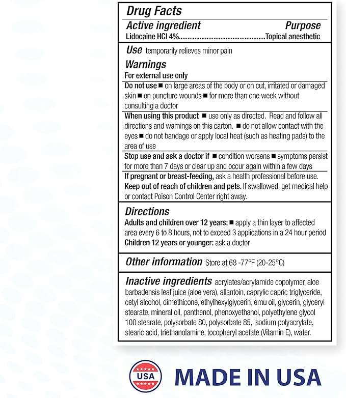 BLUE-EMU Lidocaine Pain Relief Cream for Fast, Numbing Relief, 2.7 Oz, 2 Pack