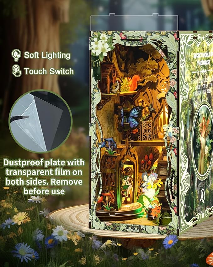 Book Nook Kit - DIY Miniature House Dollhouse 3D Puzzles for Adults and Teens - Gifts for Family and Friends Bookshelf Decor Tiny House Model Build with LED Light (BV02-007)