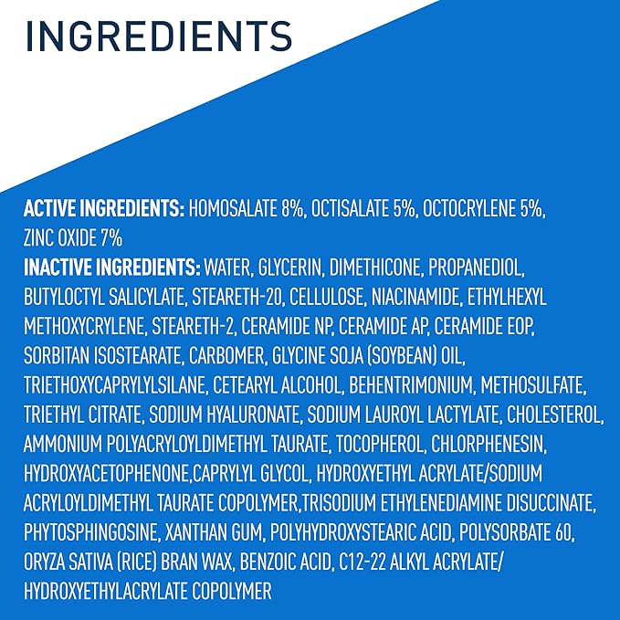 CeraVe AM Facial Moisturizing Lotion SPF 50, Face Moisturizer with SPF, Hyaluronic Acid, Niacinamide & Ceramides, Non-Greasy, Blends Seamlessly With No White Cast, Non Comedogenic Sunscreen, 3 Oz