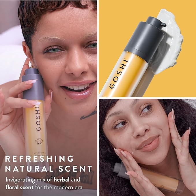 GOSHI Super Vitamin Face Moisturizer for All Skin Types 1.75 oz - Nourishing Face Cream Infused with Sesame Oil, Vitamin E and More Plant Extracts - Made in Japan