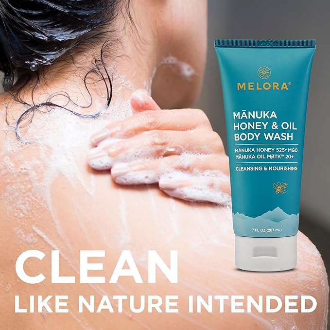 Manuka Honey Body Wash (7 Oz) - Moisturizing Skin Care Body Soap with Manuka Honey & Oil for Acne, Dry, or Sensitive Skin - Moisturizing Travel Size Shower Gel for Women & Men