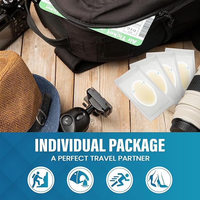 Hydrocolloid Gel Blister Bandages Pads - Kimihome 23ct Water Resistant Blisters Bandages - Adhesive Blister Pads for Heel, Foot, Toe - Gel Blister Chshions for Prevention & Recovery (Heel Pack)