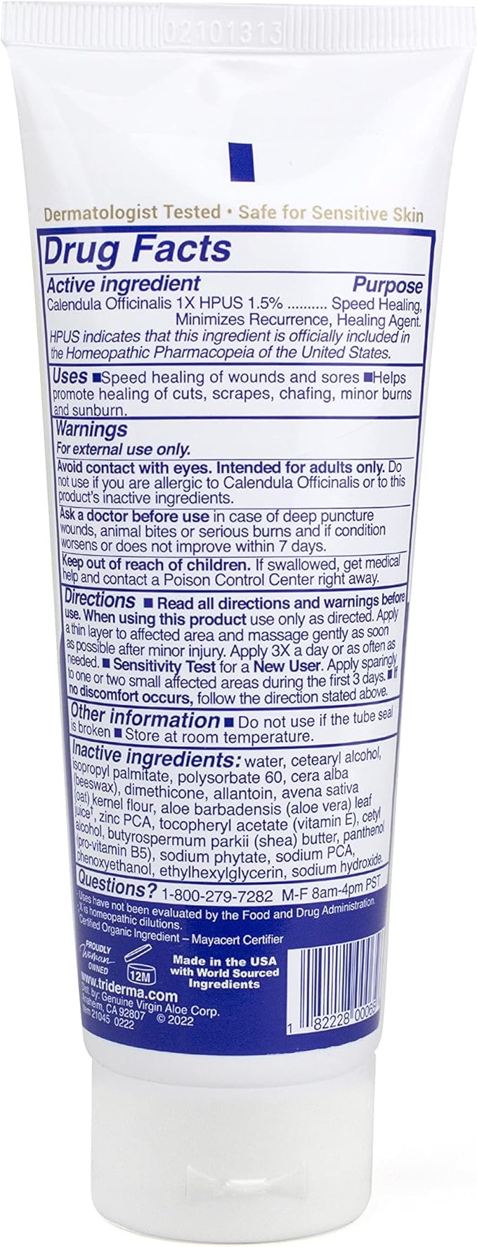 TriDerma MD Pressure Sore Relief Healing Cream for Bed Sores, Pressure Sores, Wound Healing, Chafed Skin and Hard-to-Heal Skin Sores with Calendula and AP4 Aloe Vera Gel, 4 oz Tube