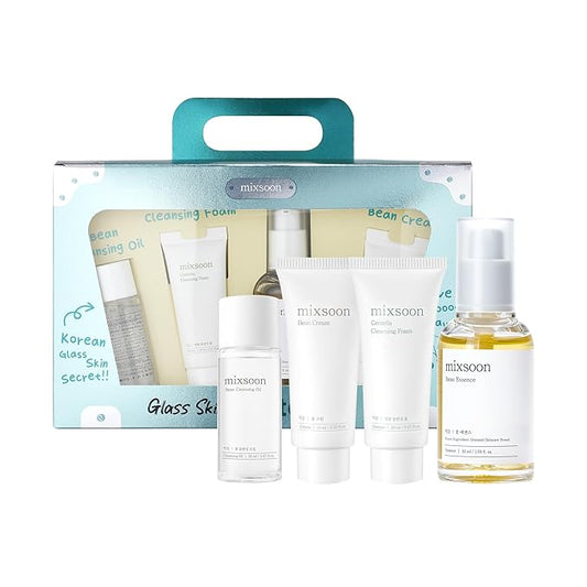 mixsoon Glass Skin Suit Case Best Seller Set (4Items Includes) Skincare Kit Moisturizing For Glow Skin Care Routine Gifts Korean Glass Skin (0.67 Fl.Ozl+0.67 Fl.Oz+0.50 Fl.Oz+1.6 Fl.Oz)