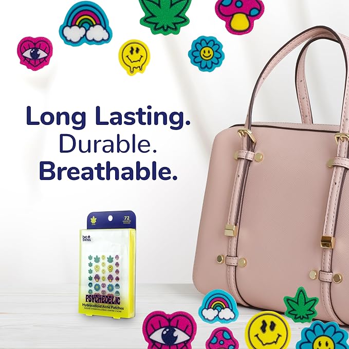 BioSwiss Pimple Patches, Psychedelic Shaped Acne Patch for Zits and Blemishes, Hydrocolloid Spot Stickers for Face and Skin, 72 Count