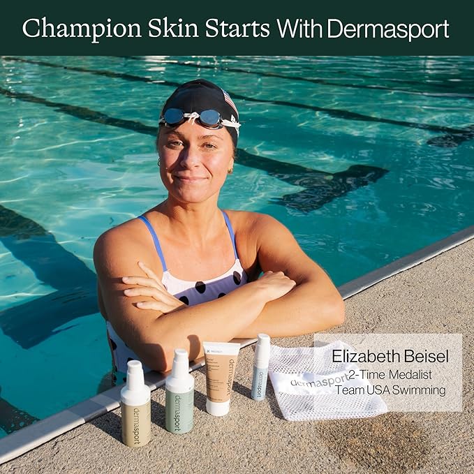 Dermasport Complete Skin Care Set for Athletes - Sport Sunscreen SPF 50, Facial Moisturizer, Eye Cream for Dark Circles, Facial Cleanser - All-in-One Natural Facial Care Solution for Healthy Skin