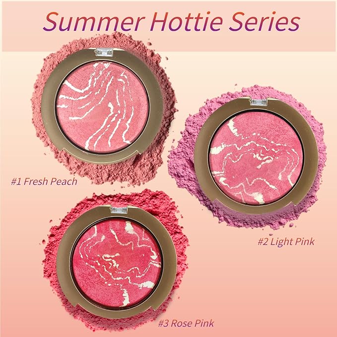 Baked Blush Powder, Natural Glow Blush Palette for Makeup #01