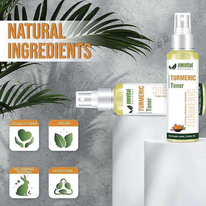 Turmeric Toner for Oily Skin - Natural Dark Spot Solution - Effective for Dark Spots and Acne - Revitalize and Balance with Herbal Ingredients